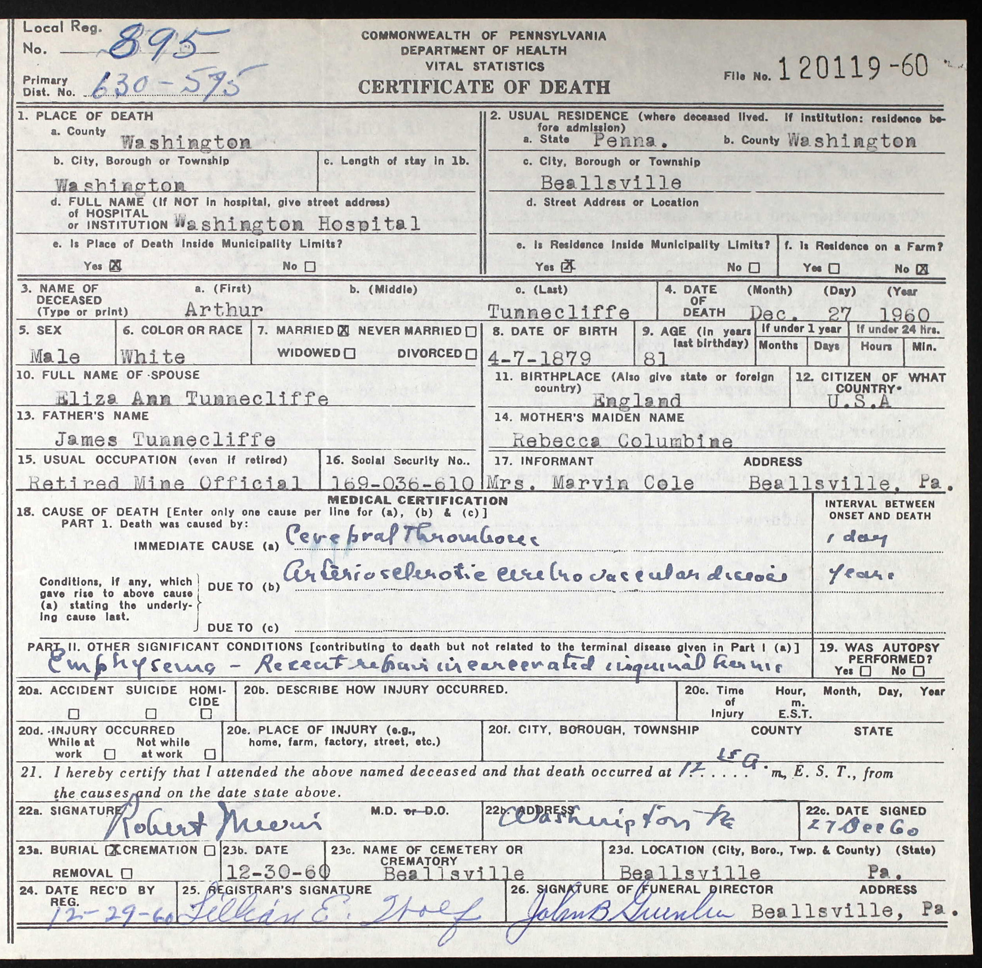 death certificate